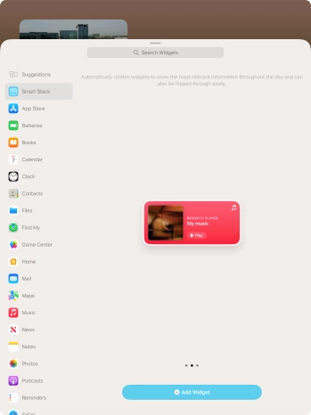Slide your finger right or left on the screen to select the required widget size. Slide your finger right or left on the screen to select the required widget size.