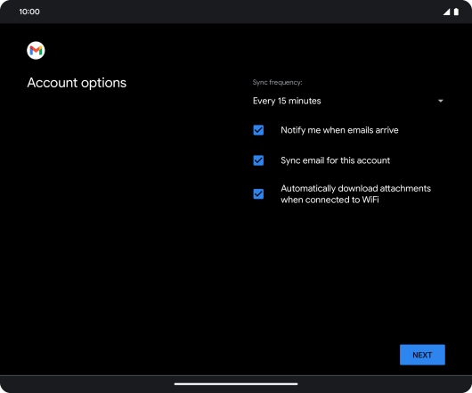 If this screen is displayed, you email account has been recognised and set up automatically. Follow the instructions on the screen to key in more information and finish setting up your email account.