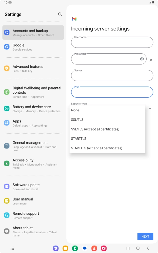Press SSL/TLS. Press SSL/TLS.