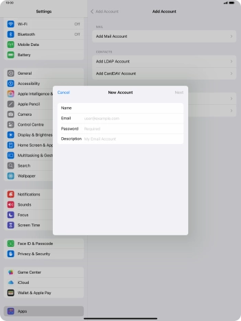 Press Email and key in your email address.