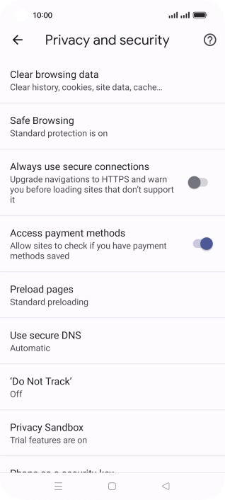 Press Clear browsing data.