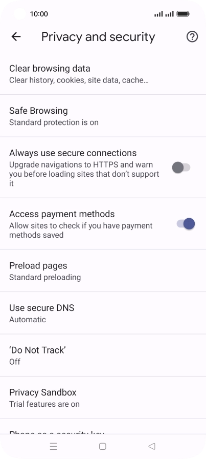 Press Clear browsing data.