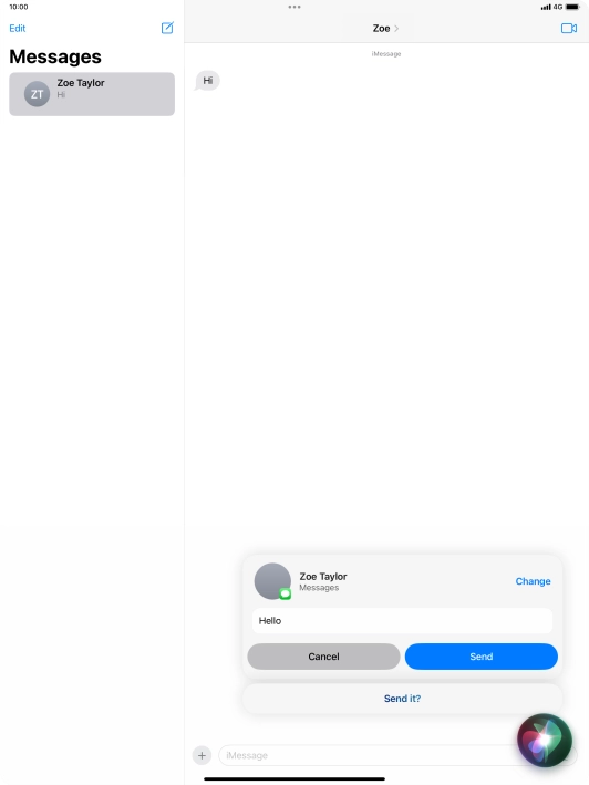 If an application is open on your tablet, such as a Mail or Messages, you can also use the functions available here, e.g.: REPLY [text].