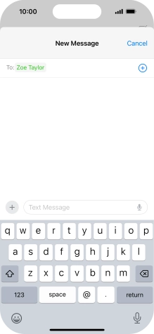 Press the text input field and write the text for your text message.