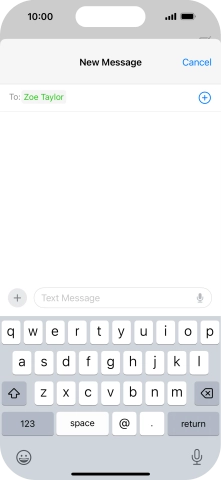 Press the text input field and write the text for your text message.