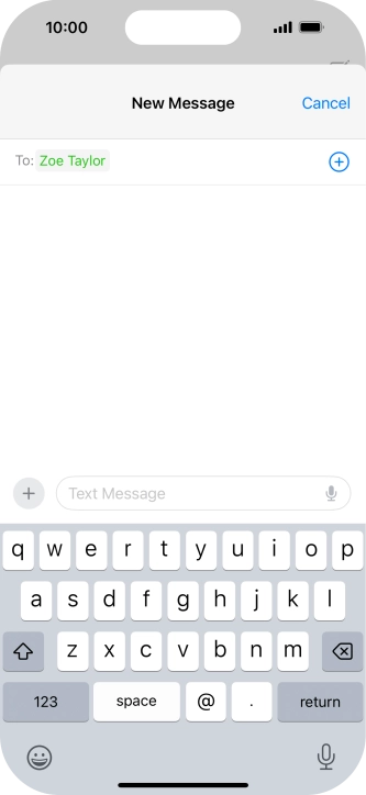 Press the text input field and write the text for your text message.