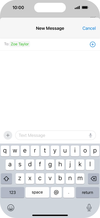 Press the text input field and write the text for your text message.