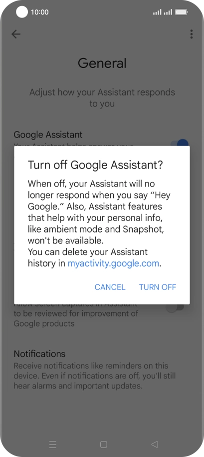 If you turn off the function, press TURN OFF.