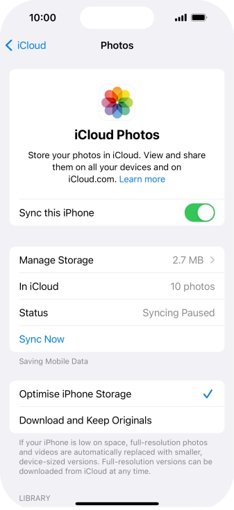 Press the indicator next to 