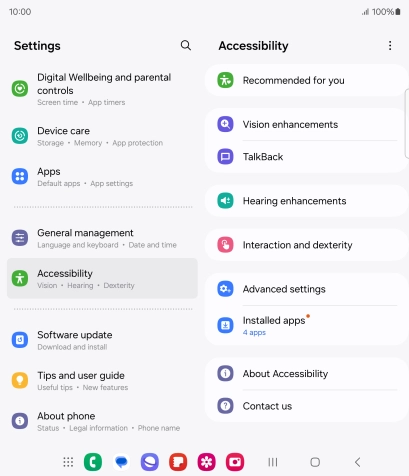 Press Vision enhancements and follow the instructions on the screen to select the required settings.