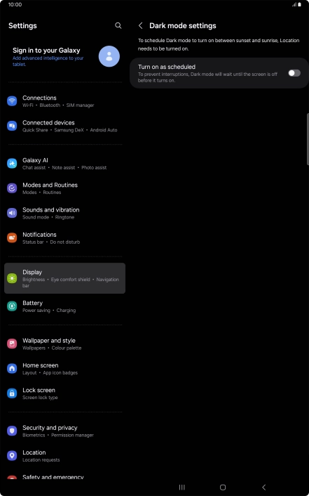 Press the indicator next to 