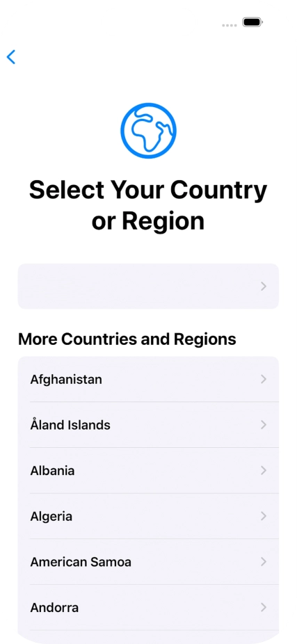 Press the required country or area.
