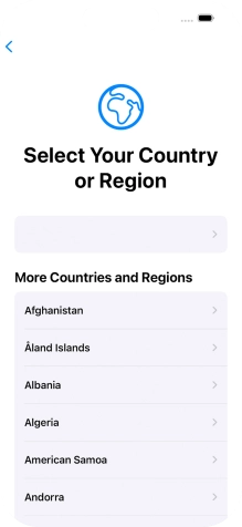 Press the required country or area. Press the required country or area.