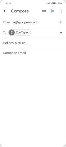 Press the text input field and write the text for your email message.