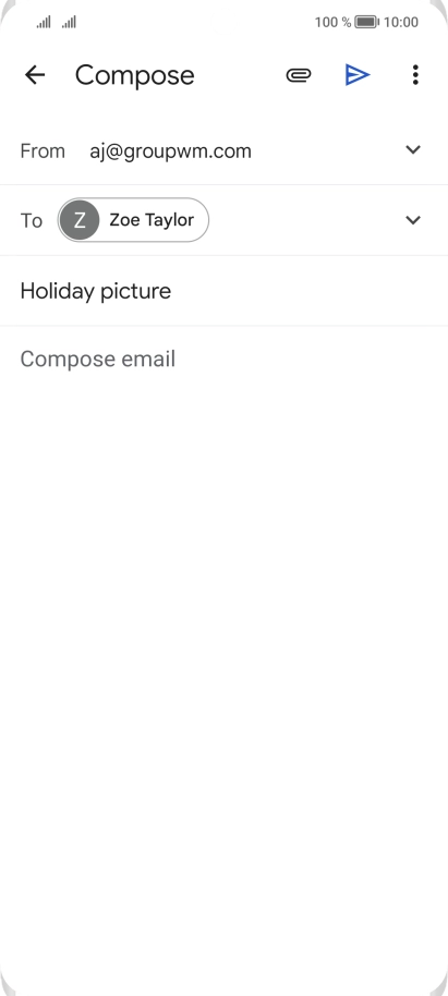 Press the text input field and write the text for your email message.