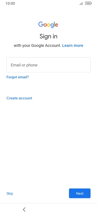 Press Email or phone and key in the username for your Google account.