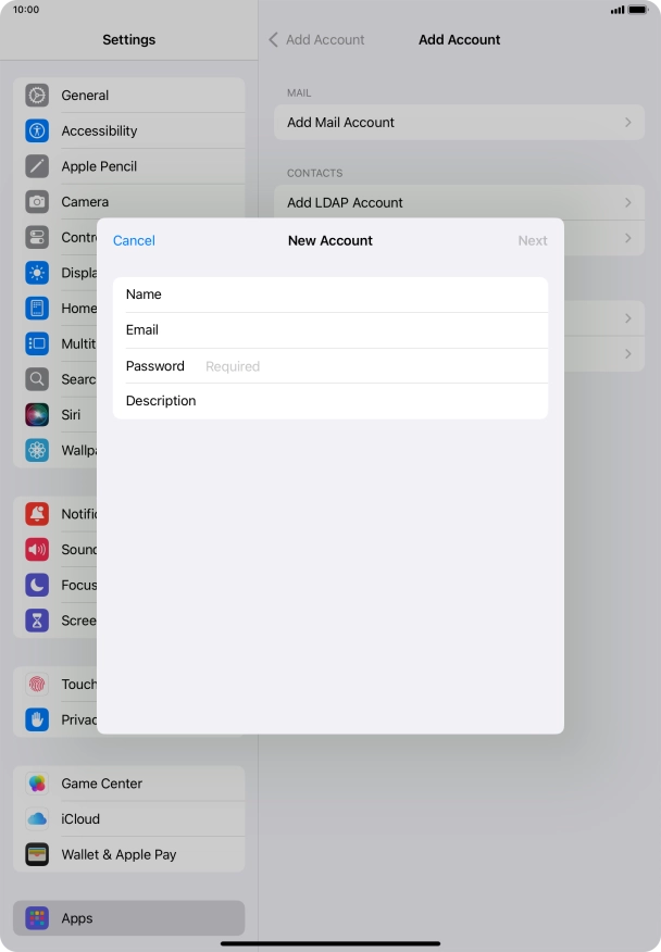 Press Password and key in the password for your email account. Press Password and key in the password for your email account.