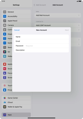 Press Password and key in the password for your email account. Press Password and key in the password for your email account.