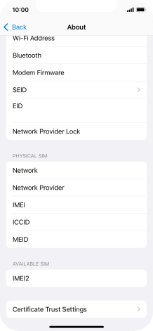 Your phone's EID number is displayed below EID.
