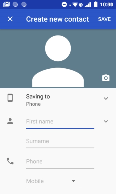 Press First name and key in the first name.