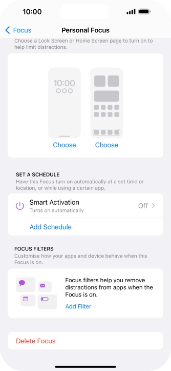 Press the required setting below 