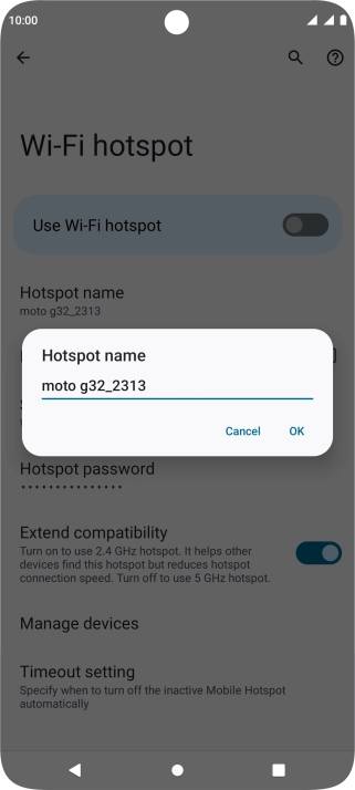 Key in the required Wi-Fi hotspot name and press OK. Key in the required Wi-Fi hotspot name and press OK.
