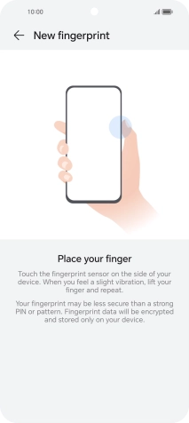 Follow the instructions on the screen to create the phone lock code using your fingerprint.