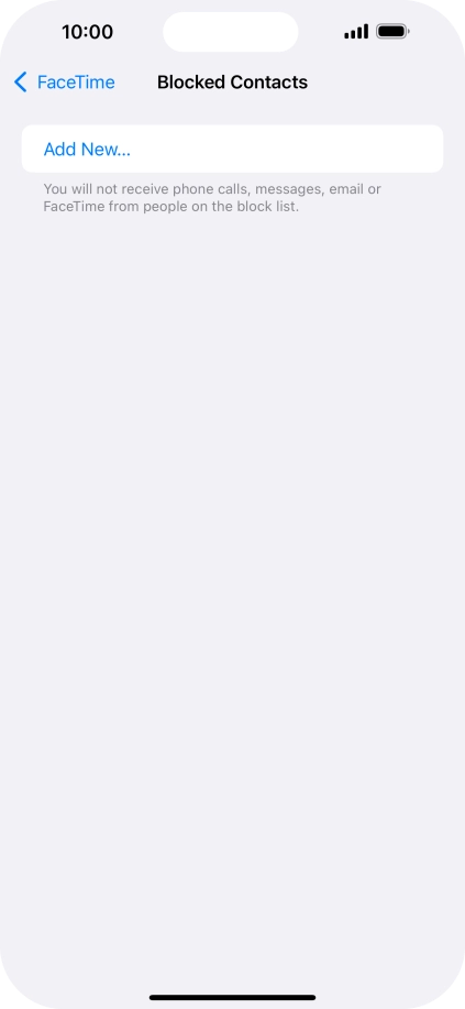 Press Add New... and follow the instructions on the screen to block a contact.