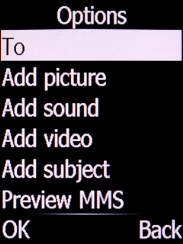 Select To and press the Left selection key.