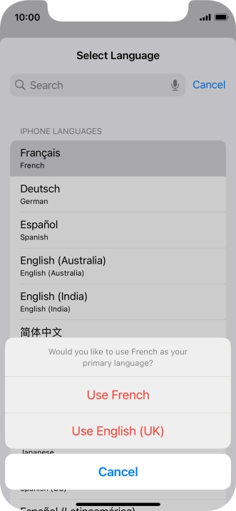 To select the new language as the default phone language, press Use ‹language› .