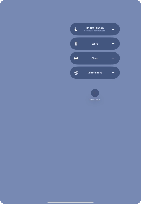 Press the required focus mode to activate or deactivate it immediately.
