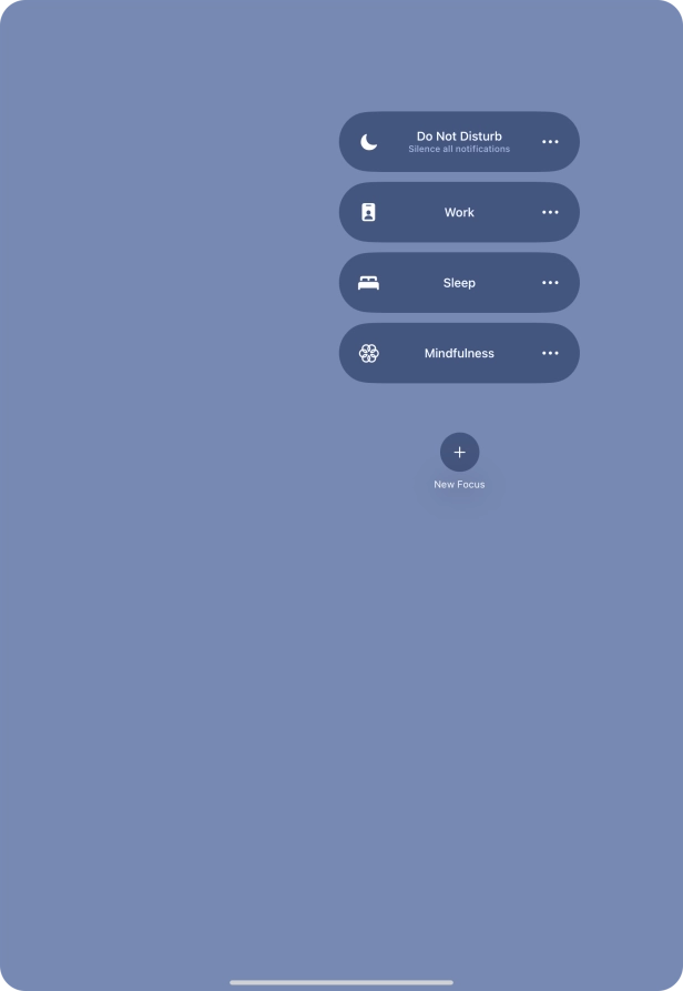 Press the required focus mode to activate or deactivate it immediately.