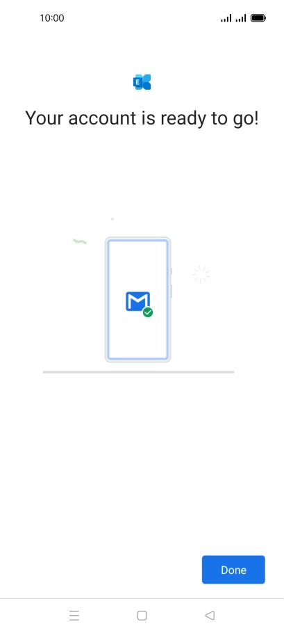 If this screen is displayed, your email account has been recognised and is being set up automatically. Follow the instructions on the screen to key in more information and finish setting up your phone.