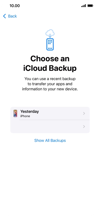 Press the required backup and your phone restores the content of the selected backup. Subsequently, follow the instructions on the screen to set up your phone and prepare it for use.