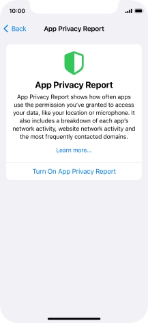 Press Turn On App Privacy Report to turn on the function.