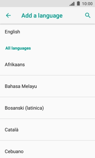 Press the required language to add it to the list of phone languages.