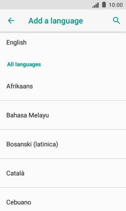 Press the required language to add it to the list of phone languages.