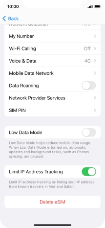Press Delete eSIM and follow the instructions on the screen to delete your eSIM.