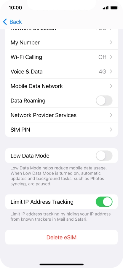 Press Delete eSIM and follow the instructions on the screen to delete your eSIM.