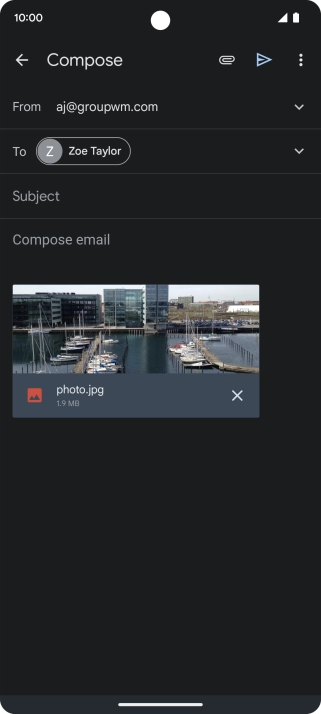 Press Subject and write the subject of your email message.