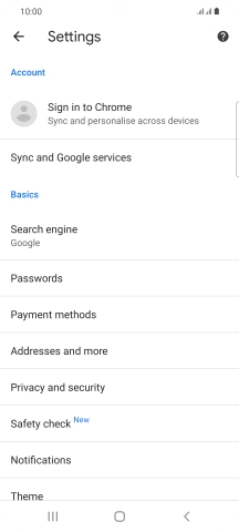 Press Privacy and security.