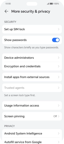 Press Set up SIM lock. Press Set up SIM lock.
