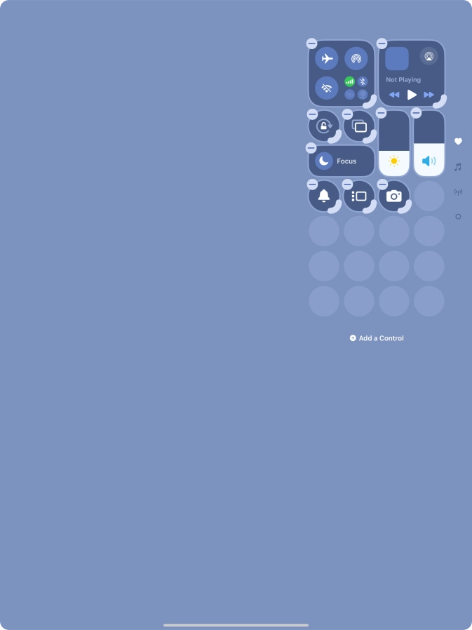Press Add a Control and follow the instructions on the screen to add the required function to Control Centre.