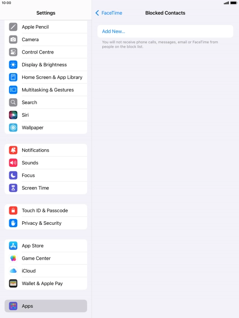 Press Add New... and follow the instructions on the screen to block a contact.