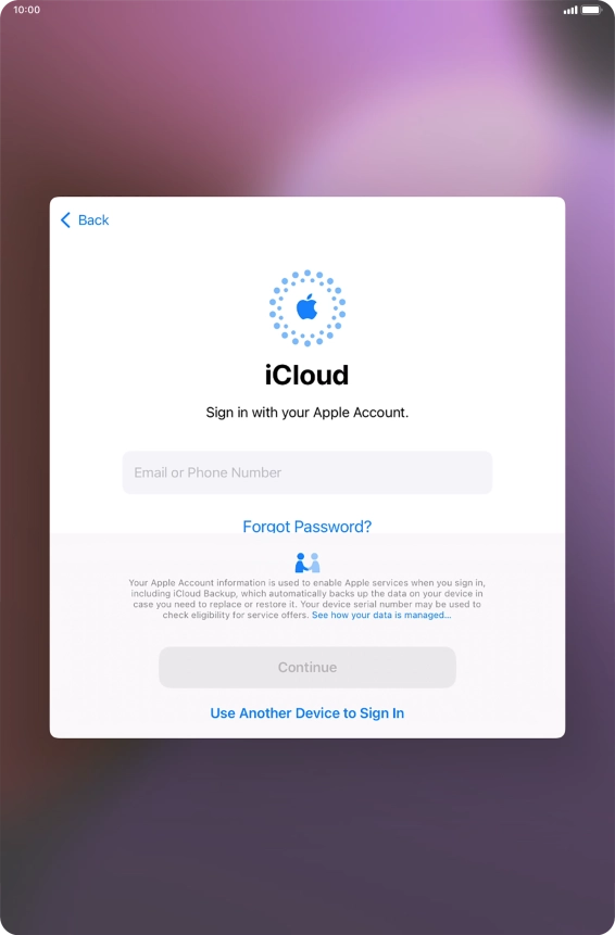 Press Email or Phone Number and key in the username for your Apple ID.