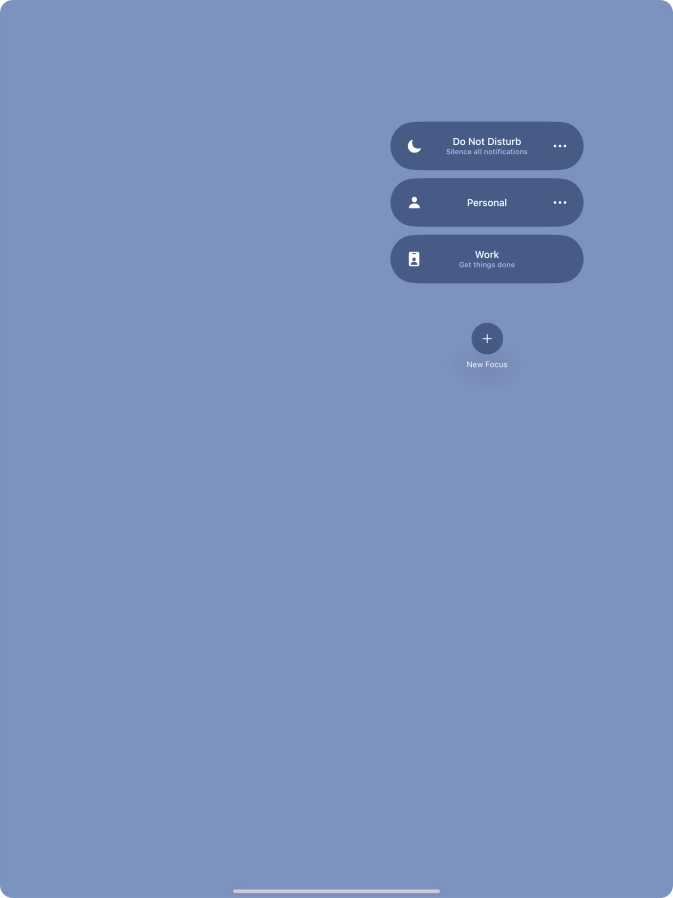 Press the required focus mode to activate or deactivate it immediately.