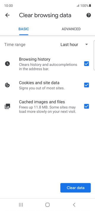 Press the fields next to the required data types.