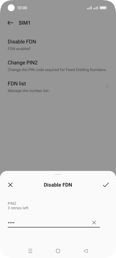 Key in the PIN2 and press the confirm icon. The default PIN2 is 1111. Key in the PIN2 and press the confirm icon. The default PIN2 is 1111.