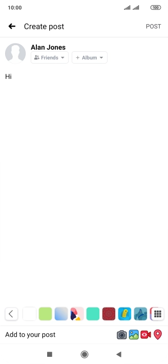 Write the required text and press POST.