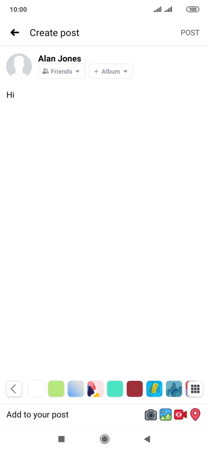 Write the required text and press POST.